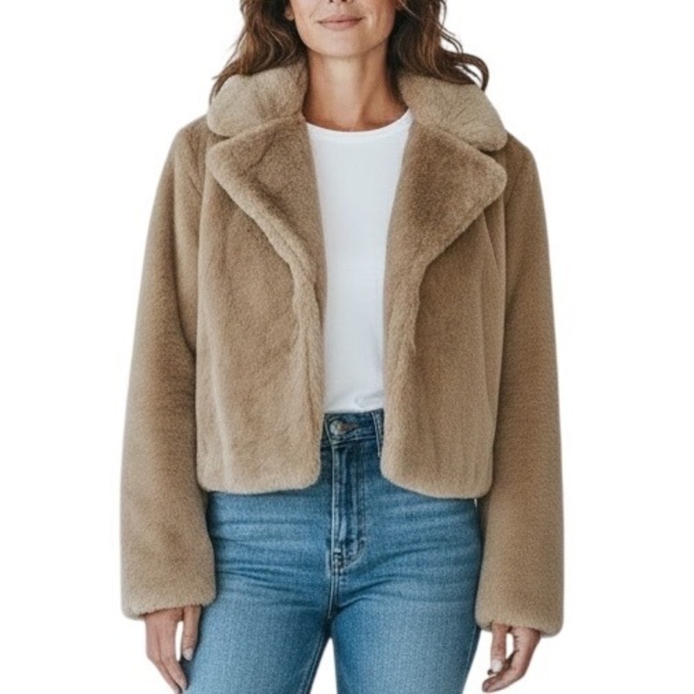 Altar'd State Faux Fur Jacket Light Brown Medium